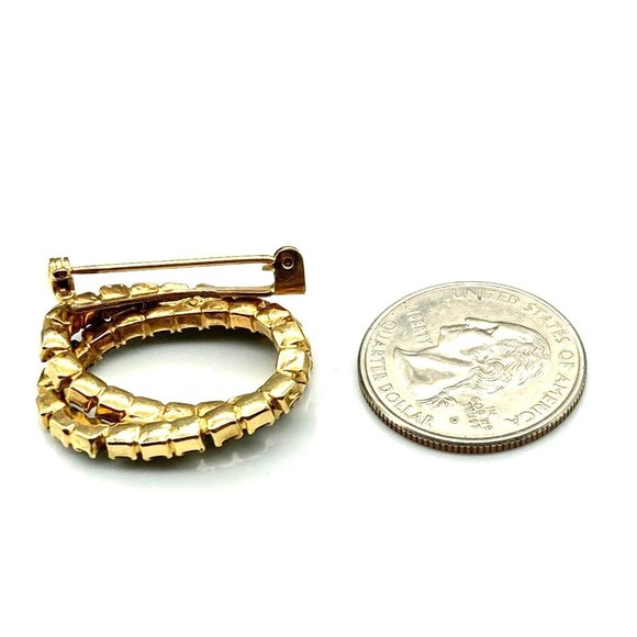 Sparkling Green Interlocking Rings Brooch, Vintage Double Ovals with Prong Set C - Picture 4 of 4